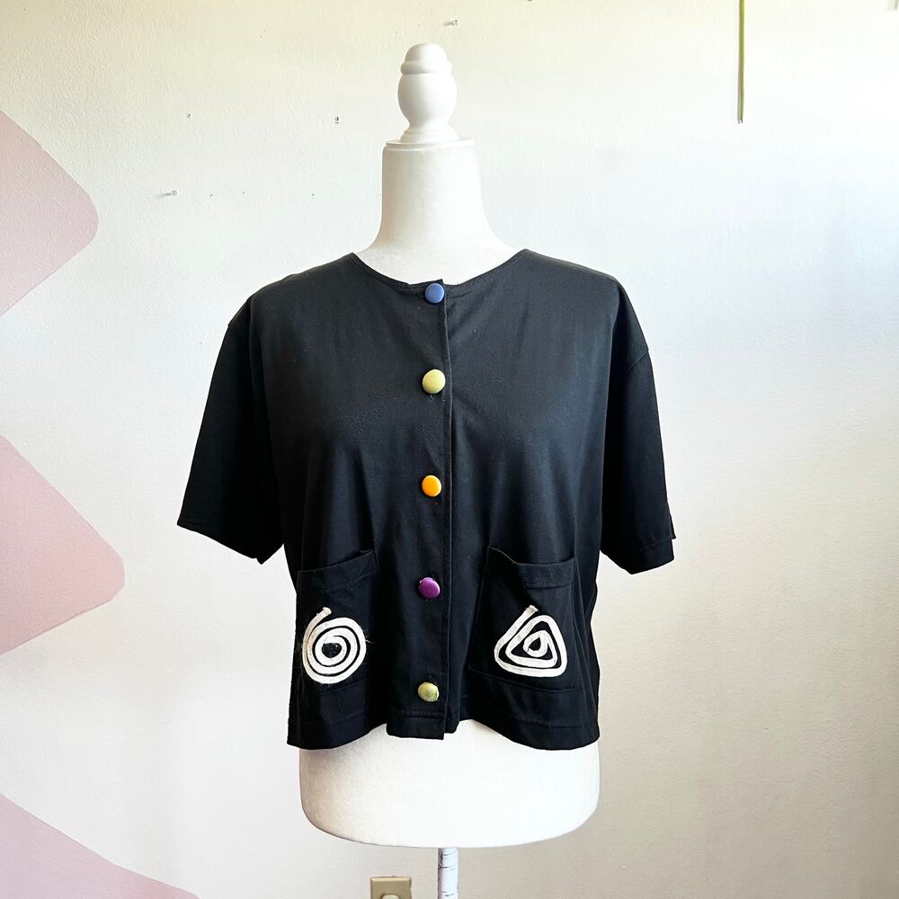 Vintage Banana Republic Black Wrap Top Y2K Goth Indie Sleaze Grunge 2000s Medium